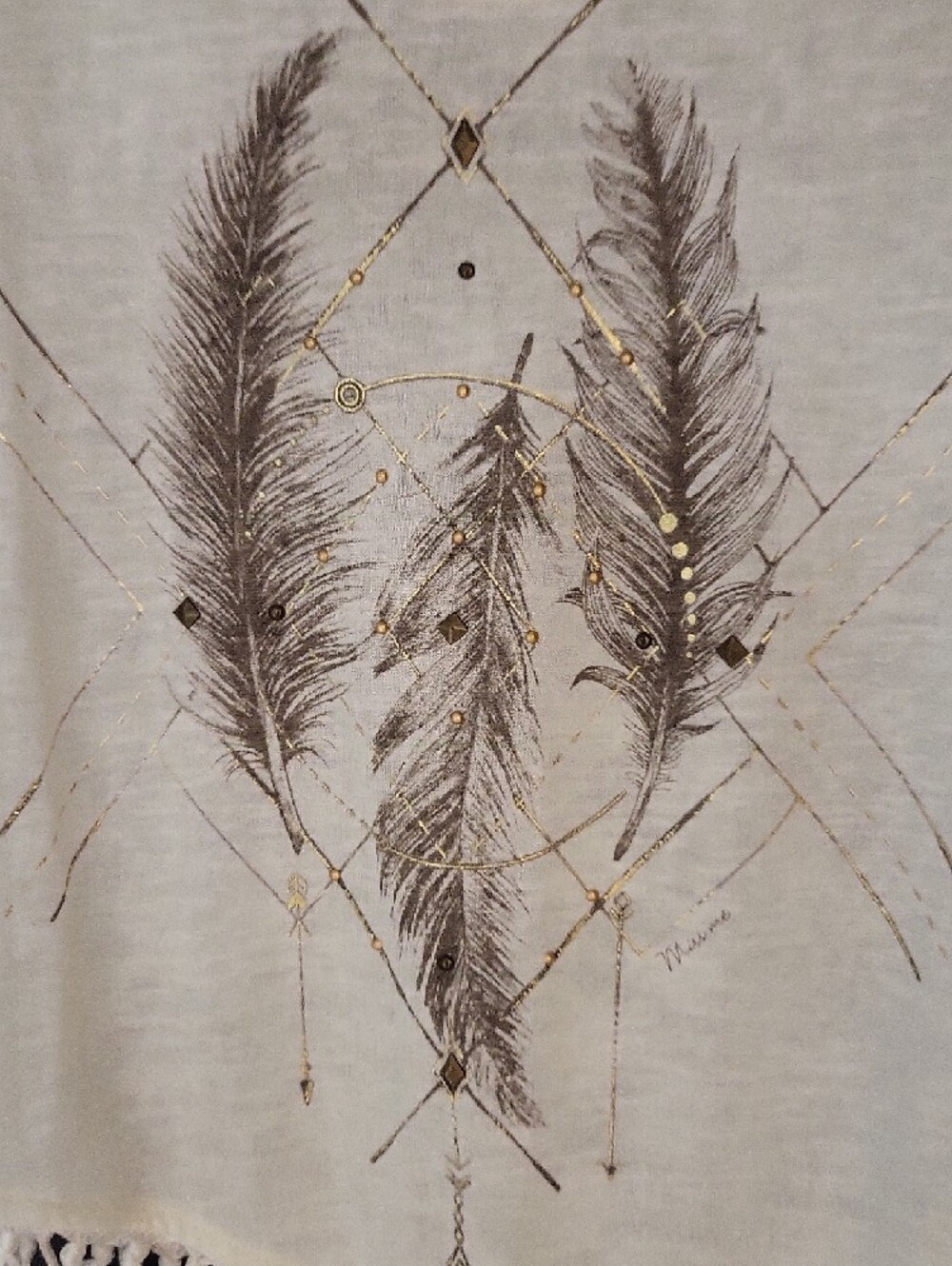 Miss Me White Fringe Tank with Gold Feather Motif - Picture 10 of 10